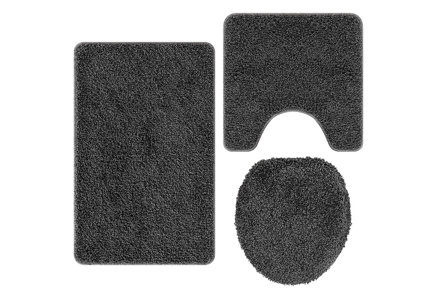 vidaXL Badematte 3-teiliges Badteppich-Set Dunkelgrau Polypropylen Rutschfest, Höhe 0 mm, Mikrofaser vidaXL Badematte 3-teiliges Badteppich-Set Dunkelgrau Polypropylen Rutschfest, Höhe 0 mm, Mikrofaser von vidaXL