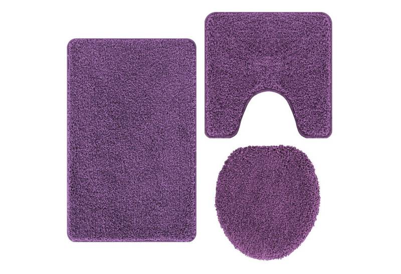 vidaXL Badematte 3-teiliges Badteppich-Set Lila Polypropylen Rutschfest, Höhe 0 mm, Mikrofaser vidaXL Badematte 3-teiliges Badteppich-Set Lila Polypropylen Rutschfest, Höhe 0 mm, Mikrofaser von vidaXL