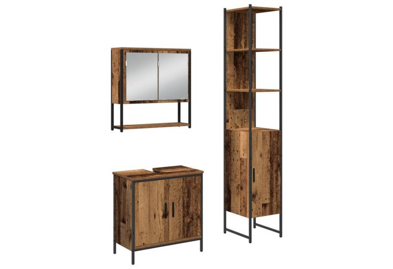 vidaXL Badezimmer-Set 3-teiliges Badezimmermöbelset Alter Holz Engineered Wood, (3-St) von vidaXL