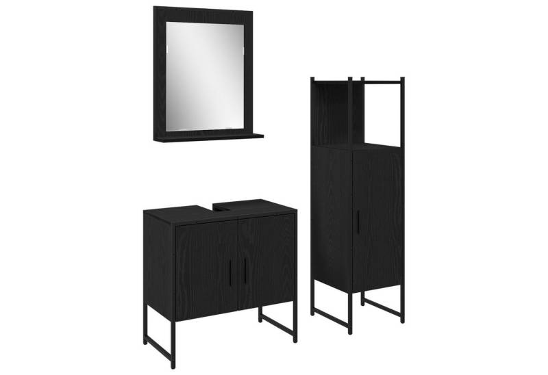 vidaXL Badezimmer-Set 3-tlg. Badschrank-Set Schwarz Eiche Holzwerkstoff, (3-St) von vidaXL