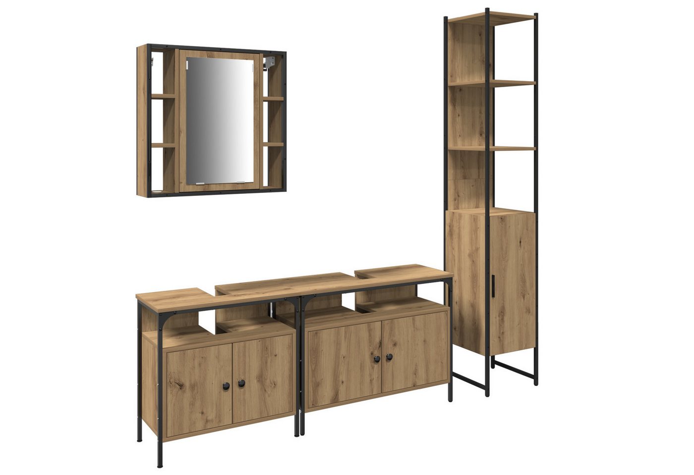 vidaXL Badezimmer-Set 4-teiliges Badezimmermöbelset in Artisan-Eiche, (4-St) von vidaXL