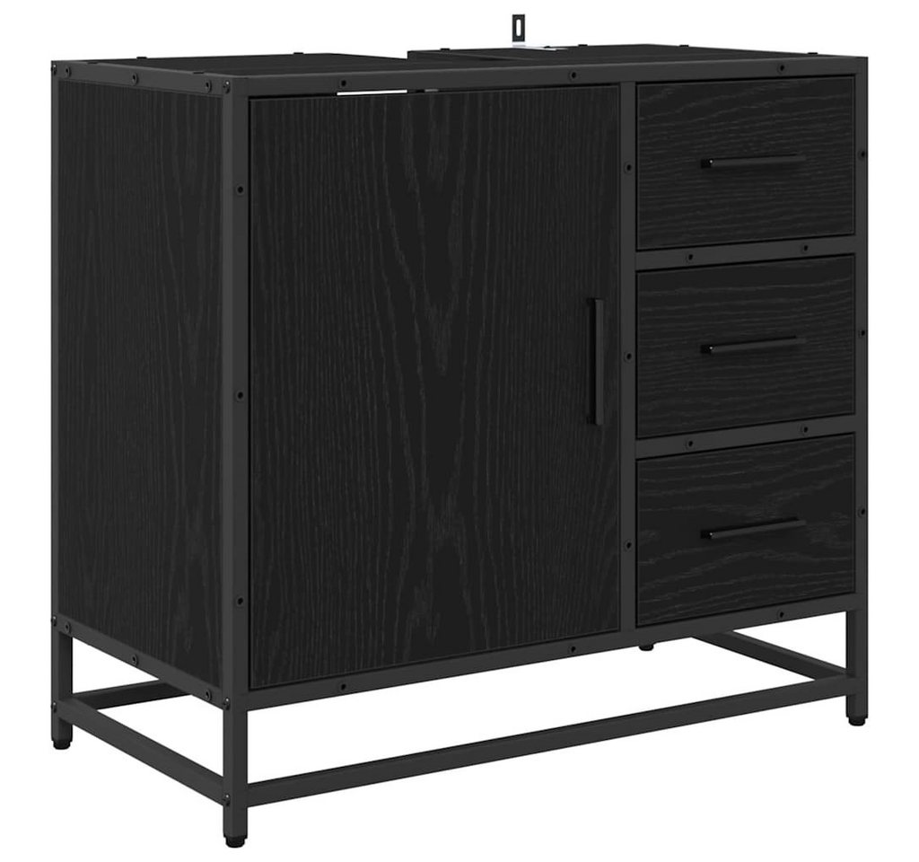 vidaXL Badezimmer-Set Badezimmer Waschbecken Schrank Schwarze Eiche 65 x 33 x 60 cm, (1-St) von vidaXL