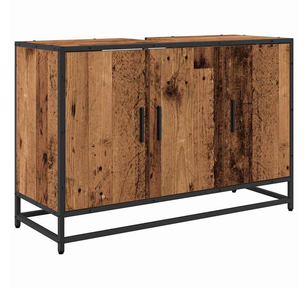 vidaXL Badezimmer-Set Badezimmer Waschbecken Schrank mit Tür Altholz 90 x 33 x 60 cm, (1-St) von vidaXL