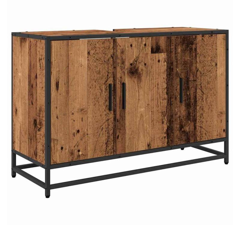 vidaXL Badezimmer-Set Badezimmer Waschbecken Schrank mit Tür Altholz 90 x 33 x 60 cm, (1-St) von vidaXL