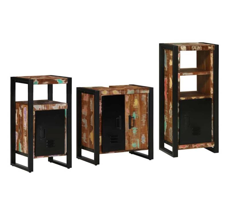 vidaXL Badezimmer-Set Badezimmermöbel Set 3 pcs Mehrfarbig Massives recyceltes Holz, (3-St) von vidaXL