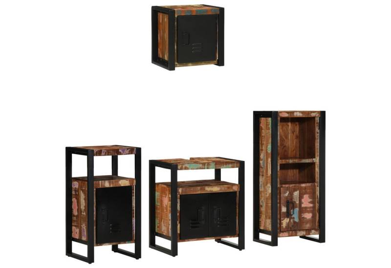 vidaXL Badezimmer-Set Badezimmermöbel Set 4 pcs Mehrfarbig Massives recyceltes Holz, (4-St) von vidaXL