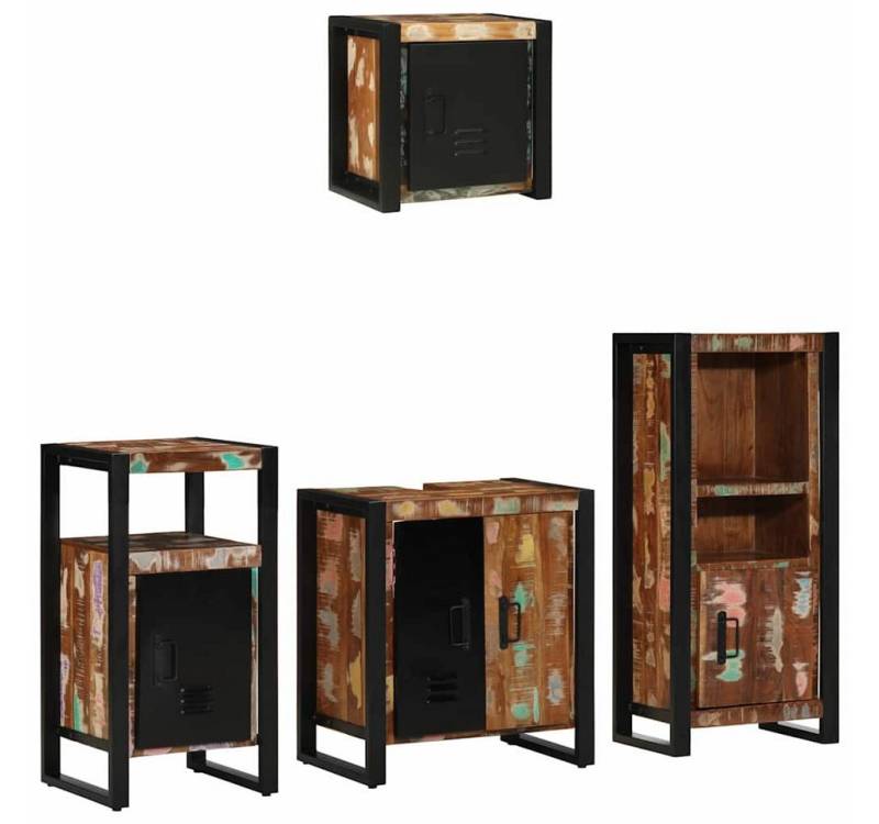 vidaXL Badezimmer-Set Badezimmermöbel-Set 4 pcs Braun Massives upgecyceltes Holz, (4-St) von vidaXL