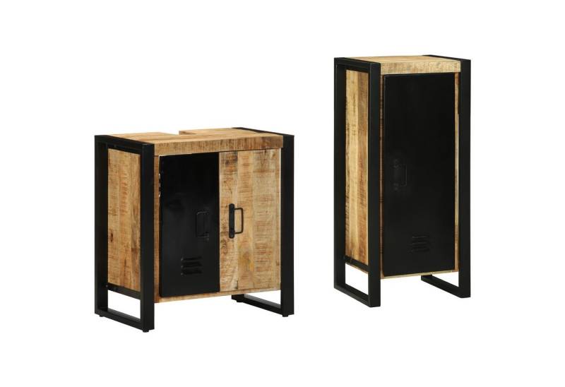 vidaXL Badezimmer-Set Badezimmermöbel Set mit Regal 2 pcs Braun Massives -Holz, (2-St) von vidaXL