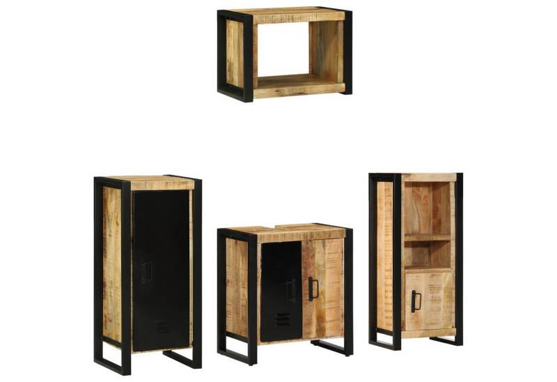 vidaXL Badezimmer-Set Badezimmermöbel Set mit Regal 4 pcs Braun Massives -Holz, (4-St) von vidaXL