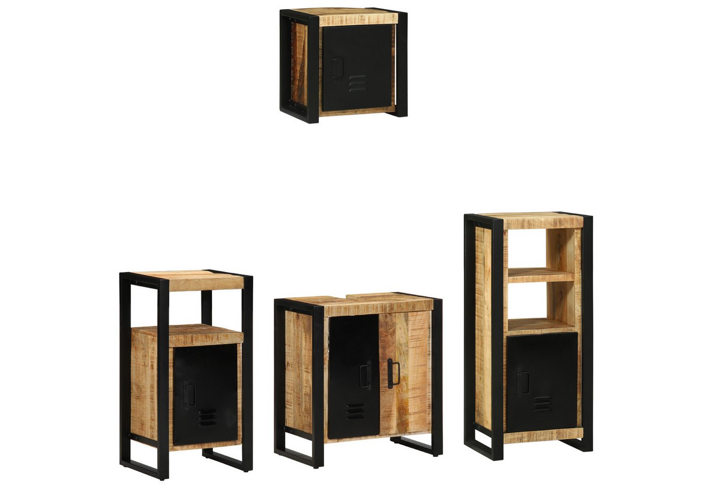 vidaXL Badezimmer-Set Badezimmermöbel Set mit Regal 4 pcs Braun Massives -Holz, (4-St) von vidaXL