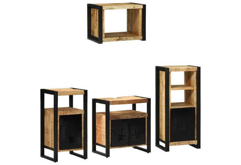 vidaXL Badezimmer-Set Badezimmermöbel Set mit Regal 4 pcs Braun Massives -Holz, (4-St) von vidaXL