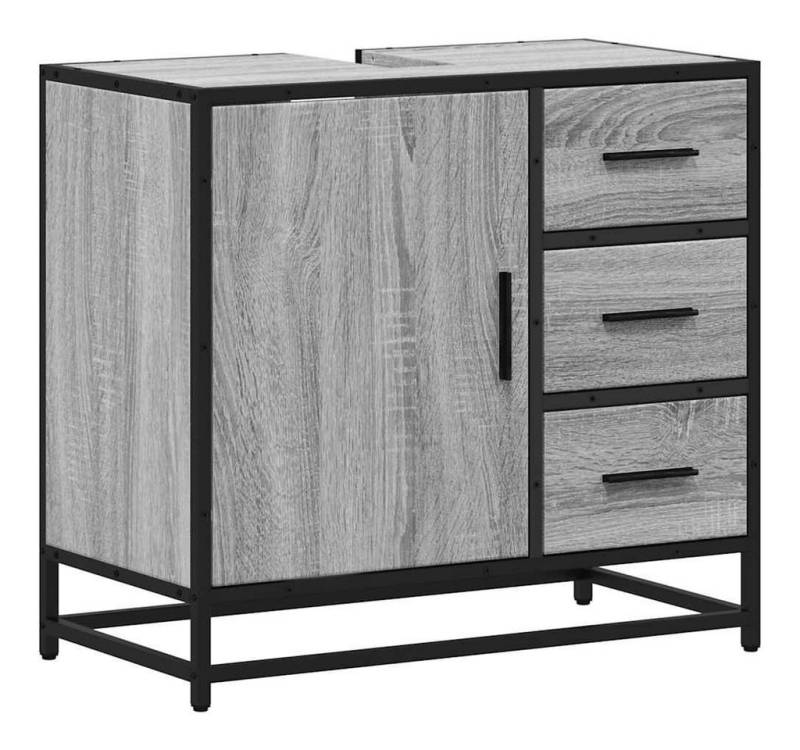 vidaXL Badezimmer-Set Waschbeckenunterschrank Grau Sonoma 65x33x60 cm Holzwerkstoff, (1-St) von vidaXL