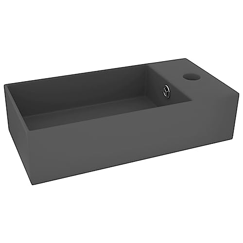 vidaXL Badezimmer Waschbecken mit Überlauf Aufsatzwaschbecken Waschtisch Badbecken Waschplatz Keramikbecken Handwaschbecken Keramik Matt Dunkelgrau vidaXL Badezimmer Waschbecken mit Überlauf Aufsatzwaschbecken Waschtisch Badbecken Waschplatz Keramikbecken Handwaschbecken Keramik Matt Dunkelgrau von vidaXL