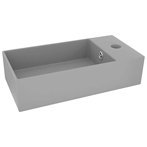 vidaXL Badezimmer Waschbecken mit Überlauf Aufsatzwaschbecken Waschtisch Badbecken Waschplatz Keramikbecken Handwaschbecken Keramik Matt Hellgrau vidaXL Badezimmer Waschbecken mit Überlauf Aufsatzwaschbecken Waschtisch Badbecken Waschplatz Keramikbecken Handwaschbecken Keramik Matt Hellgrau von vidaXL