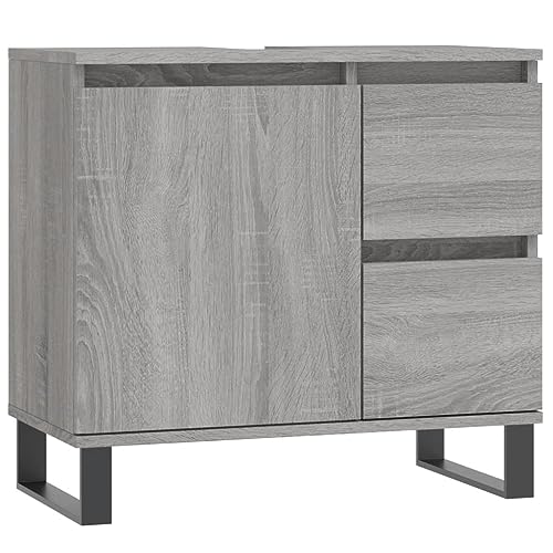 vidaXL Badezimmerschrank, Waschbeckenunterschrank mit viel Stauraum, Badschrank mit Eisenbeinen, Bad Unterschrank Waschbeckenschrank Badmöbel, Grau Sonoma Holzwerkstoff vidaXL Badezimmerschrank, Waschbeckenunterschrank mit viel Stauraum, Badschrank mit Eisenbeinen, Bad Unterschrank Waschbeckenschrank Badmöbel, Grau Sonoma Holzwerkstoff von vidaXL