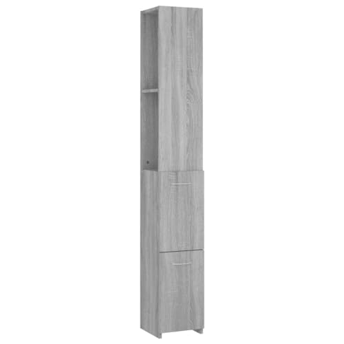 vidaXL Badschrank Grau Sonoma 25x26,5x170 cm Holzwerkstoff von vidaXL