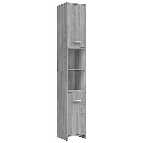 vidaXL Badezimmerschrank Grau Sonoma 30x30x183,5 cm Holzwerkstoff von vidaXL