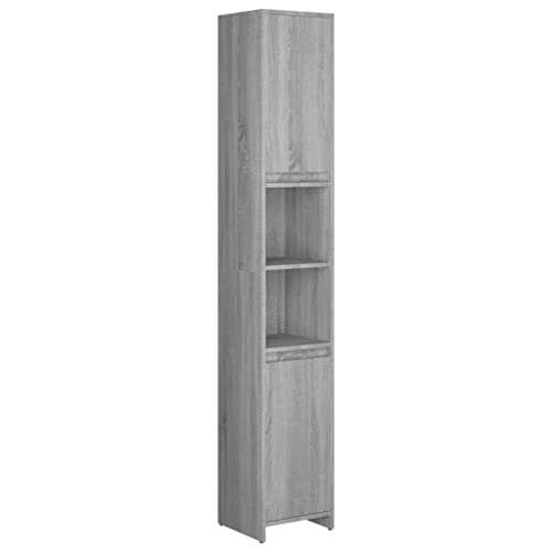 vidaXL Badezimmerschrank Hochschrank Badregal Badschrank Badmöbel Badezimmermöbel Schrank Badezimmer Grau Sonoma 30x30x183,5cm Holzwerkstoff von vidaXL