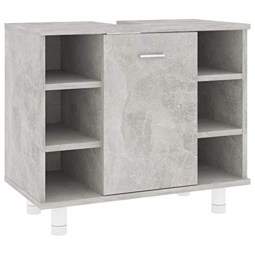 vidaXL Badezimmerschrank Unterschrank Badschrank Waschbeckenunterschrank Waschtischunterschrank Badmöbel Betongrau 60x32x53,5cm Holzwerkstoff von vidaXL