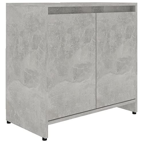 vidaXL Badezimmerschrank Waschbeckenunterschrank Waschtischunterschrank Badschrank Kommode Badmöbel Schrank Betongrau 60x33x61cm Holzwerkstoff von vidaXL