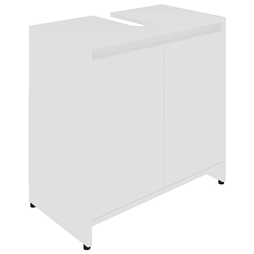 vidaXL Badezimmerschrank Waschbeckenunterschrank Waschtischunterschrank Badschrank Kommode Badmöbel Schrank Weiß 60x33x61cm Holzwerkstoff von vidaXL