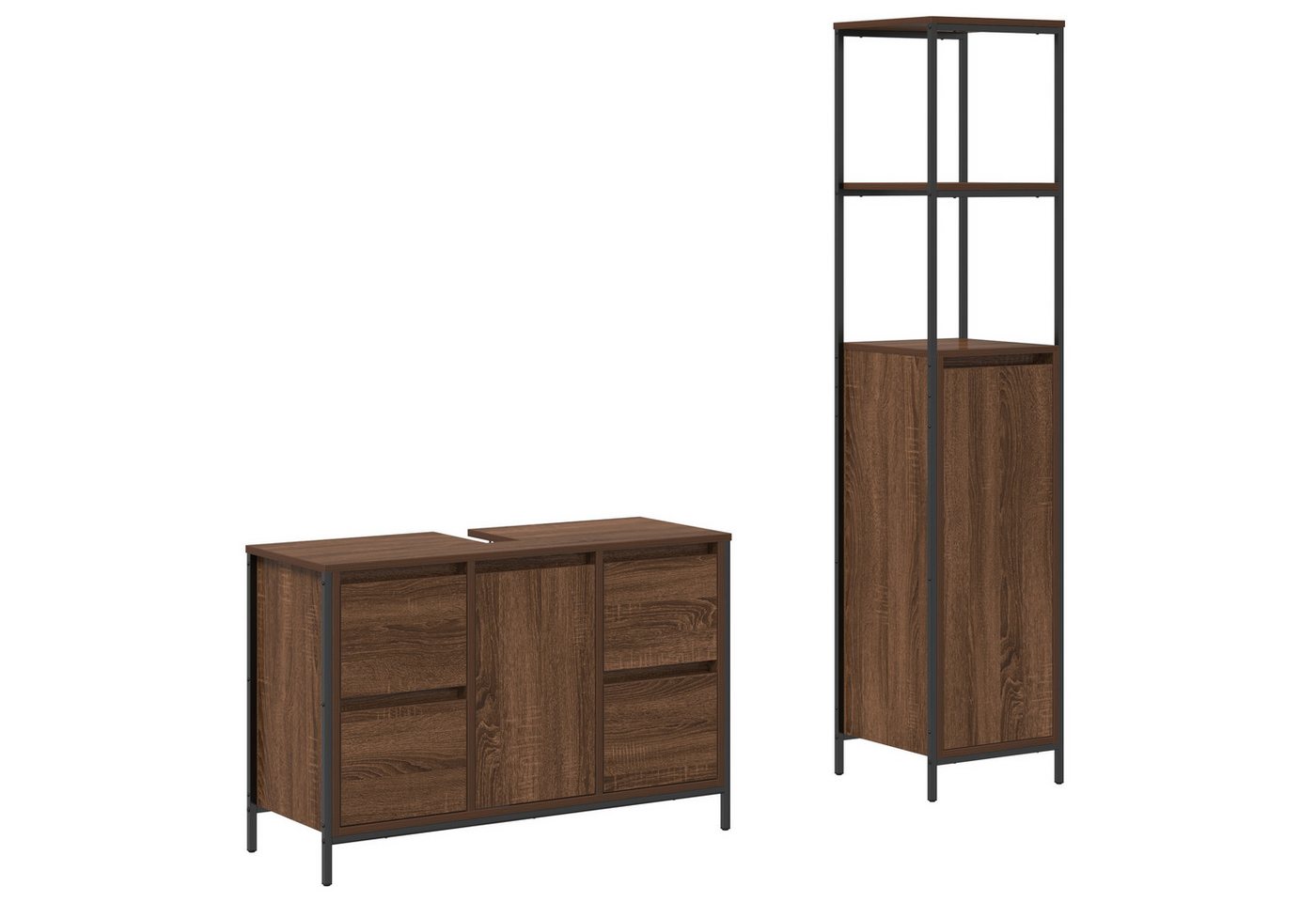 vidaXL Badezimmerspiegelschrank 2-tlg. Badmöbel-Set Braun Eiche Holzwerkstoff (2-St) von vidaXL