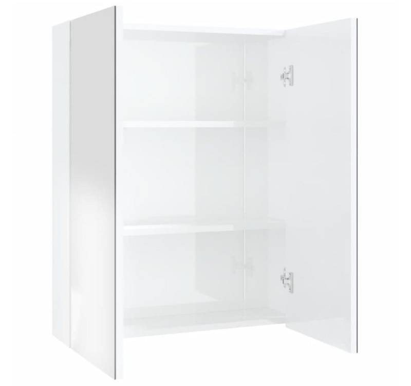 vidaXL Badezimmerspiegelschrank Bad-Spiegelschrank 60x15x75 cm MDF Glänzendes Weiß (1-St) von vidaXL