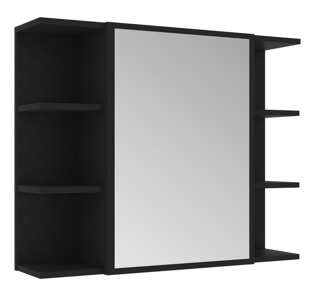 vidaXL Badezimmerspiegelschrank Bad-Spiegelschrank Schwarz 80x20,5x64 cm Holzwerkstoff (1-St) von vidaXL
