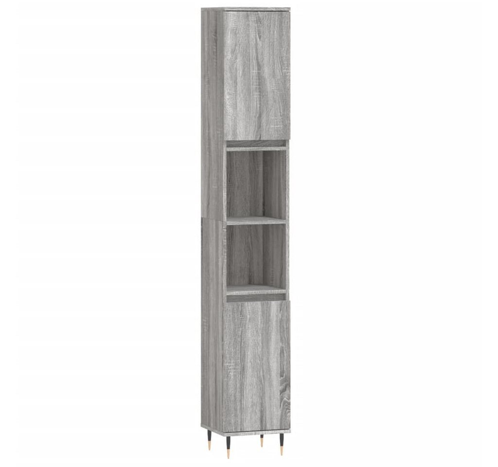 vidaXL Badezimmerspiegelschrank Badschrank Grau Sonoma 30x30x190 cm Holzwerkstoff (1-St) von vidaXL