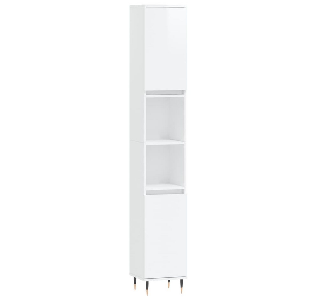 vidaXL Badezimmerspiegelschrank Badschrank Hochglanz-Weiß 30x30x190 cm Holzwerkstoff (1-St) von vidaXL