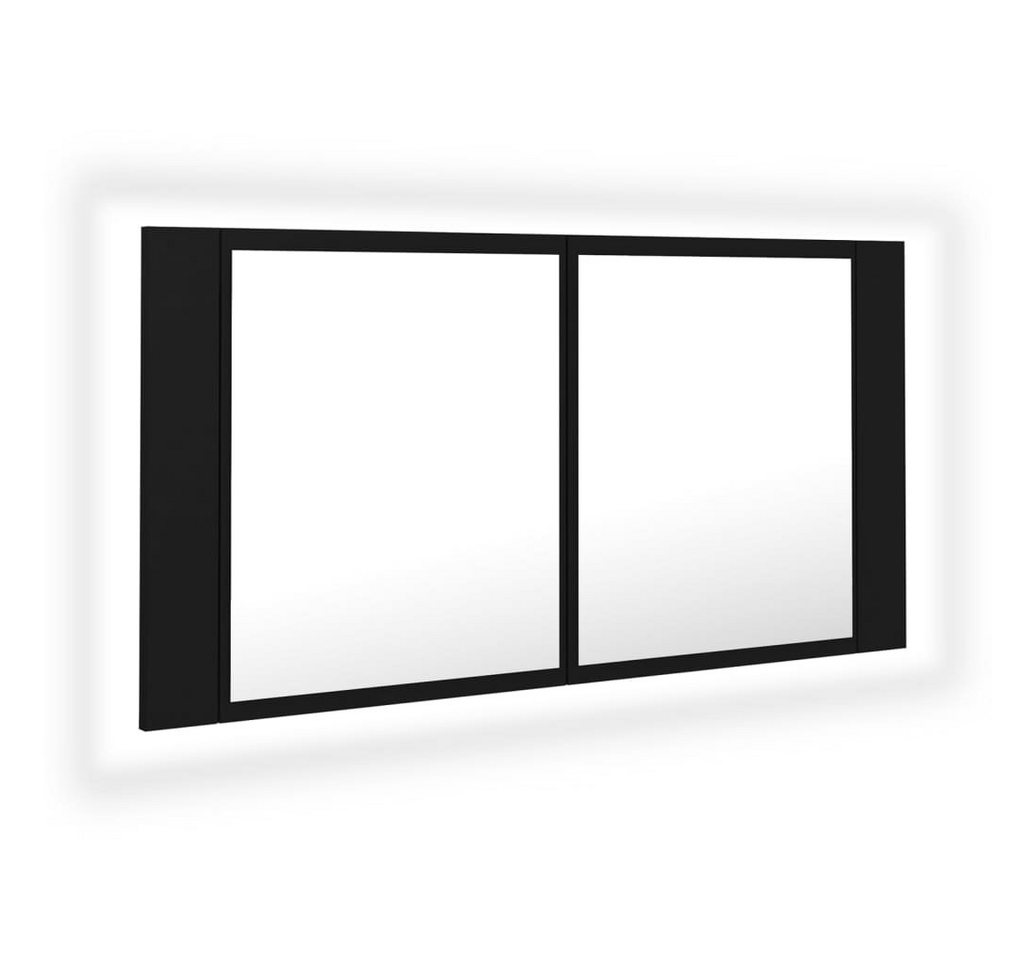 vidaXL Badezimmerspiegelschrank LED-Bad-Spiegelschrank Schwarz 90x12x45 cm Acryl (1-St) von vidaXL