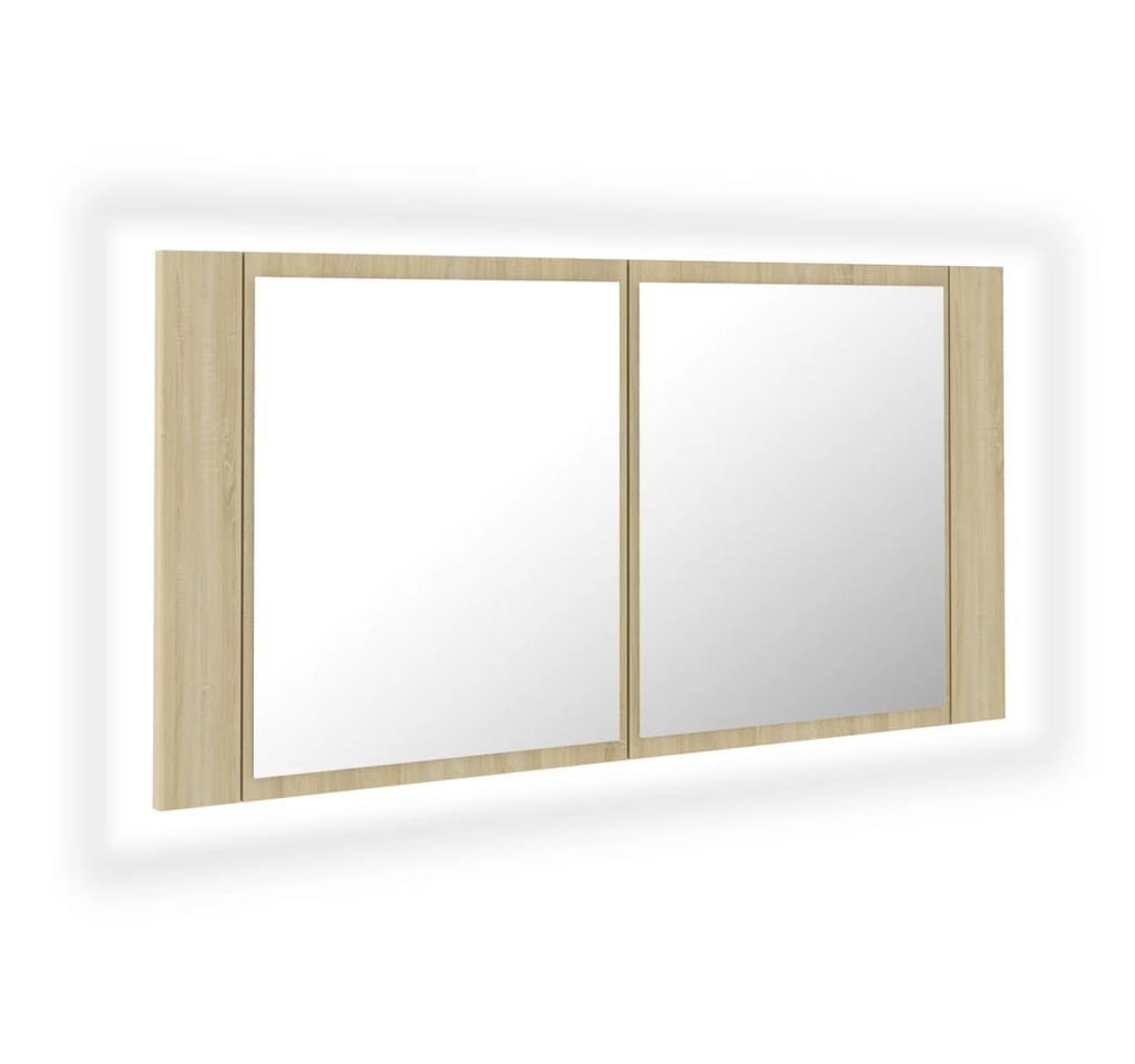 vidaXL Badezimmerspiegelschrank LED-Bad-Spiegelschrank Sonoma-Eiche 90x12x45 cm Acryl (1-St) von vidaXL