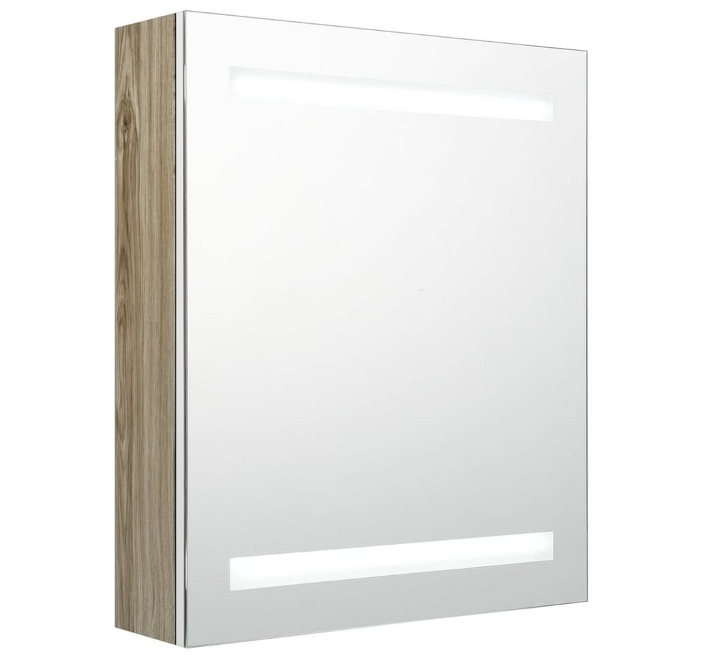 vidaXL Badezimmerspiegelschrank LED-Bad-Spiegelschrank Weiß und Eichen-Optik 50x14x60 cm (1-St) von vidaXL