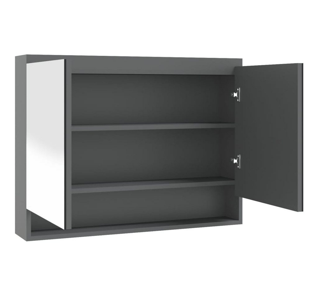 vidaXL Badezimmerspiegelschrank Spiegelschrank fürs Bad 80x15x60 cm MDF Grau (1-St) von vidaXL