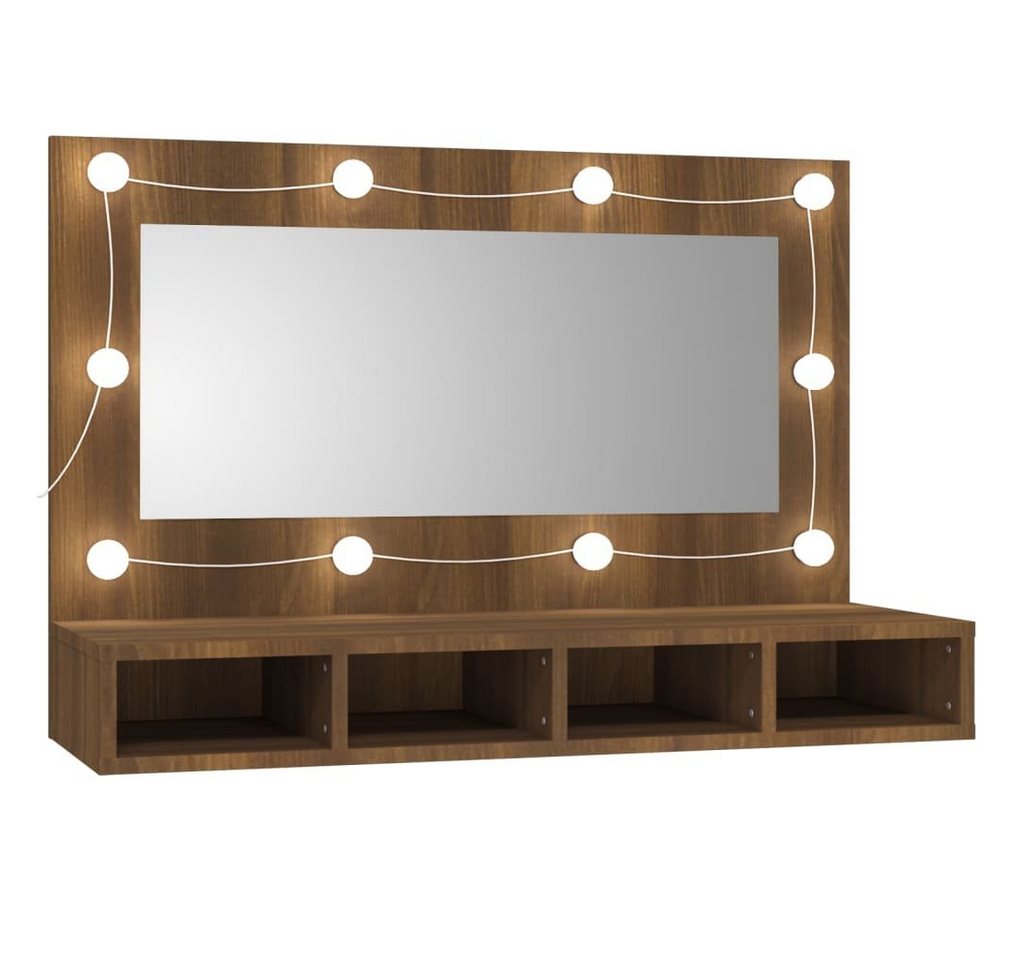 vidaXL Badezimmerspiegelschrank Spiegelschrank mit LED Braun Eiche-Optik 90x31,5x62 cm (1-St) von vidaXL