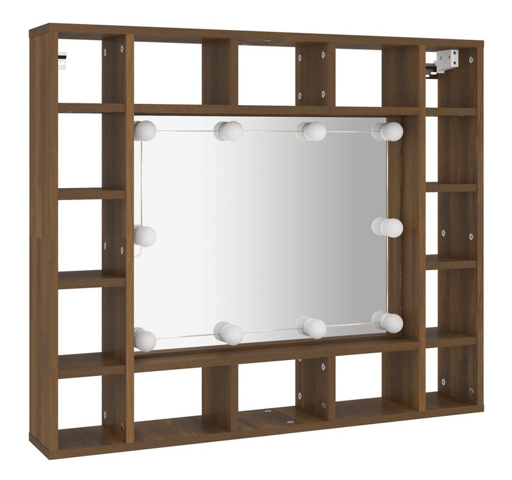vidaXL Badezimmerspiegelschrank Spiegelschrank mit LED Braun Eiche-Optik 91x15x76,5 cm (1-St) von vidaXL