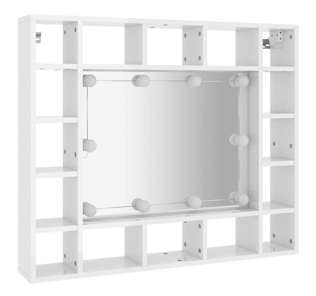 vidaXL Badezimmerspiegelschrank Spiegelschrank mit LED Hochglanz-Weiß 91x15x76,5 cm (1-St) von vidaXL