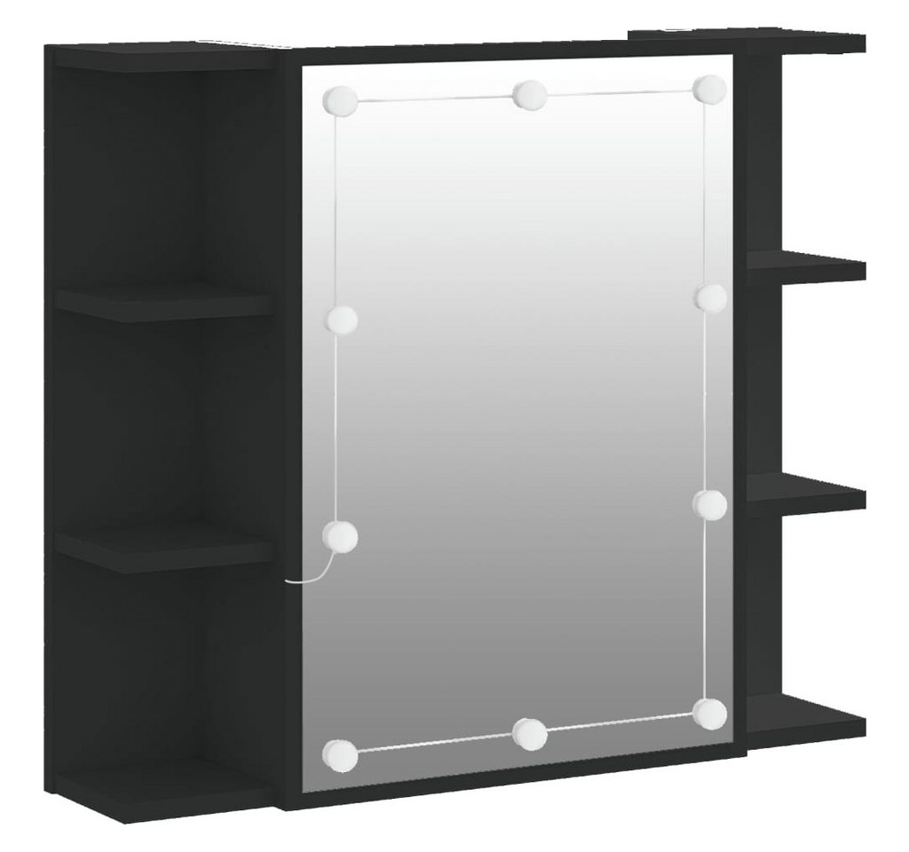 vidaXL Badezimmerspiegelschrank Spiegelschrank mit LED Schwarz 70x16,5x60 cm (1-St) von vidaXL