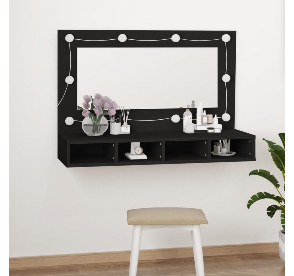 vidaXL Badezimmerspiegelschrank Spiegelschrank mit LED Schwarz 90x31,5x62 cm (1-St) von vidaXL