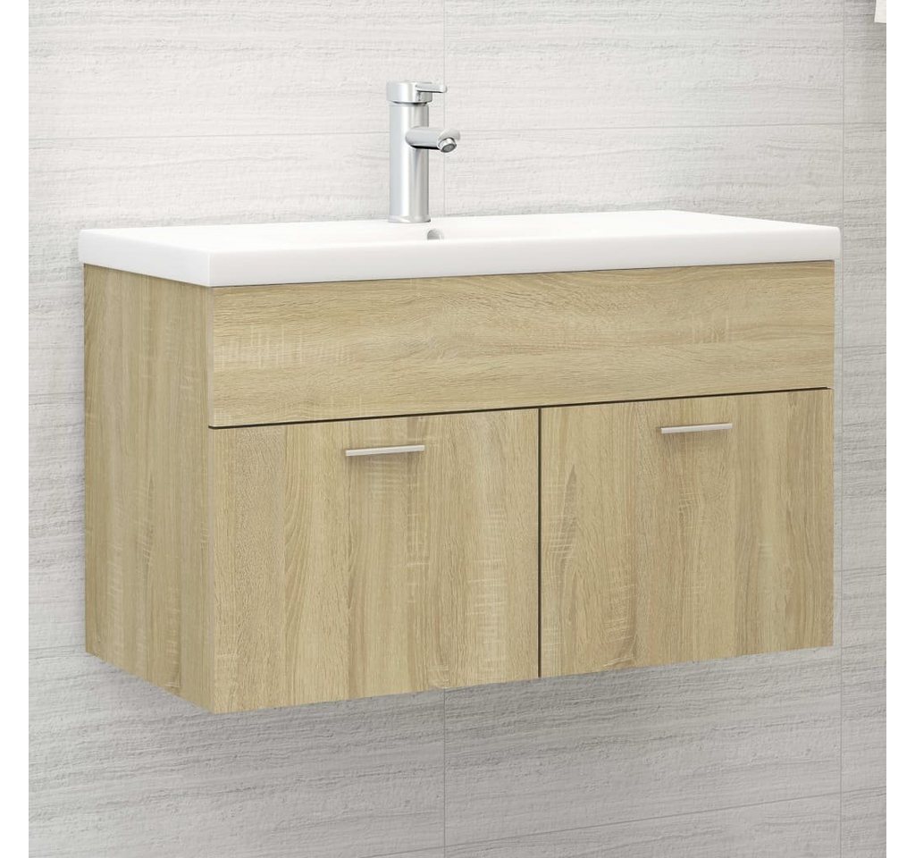 vidaXL Badezimmerspiegelschrank Waschbeckenunterschrank Einbaubecken Sonoma-Eiche Holzwerkstoff (1-St) von vidaXL
