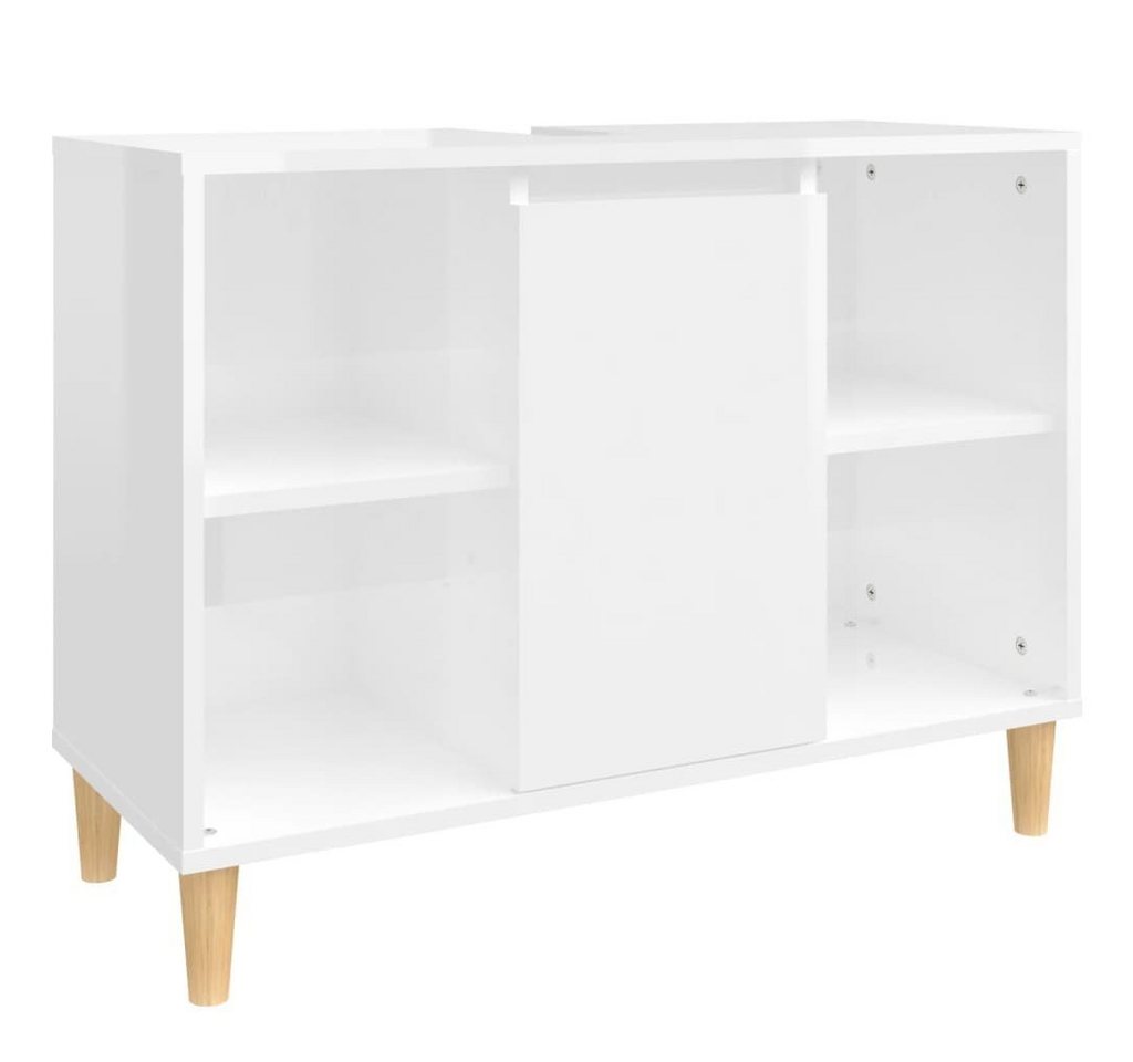 vidaXL Badezimmerspiegelschrank Waschbeckenunterschrank Hochglanz-Weiß 80x33x60cm Holzwerkstoff (1-St) von vidaXL