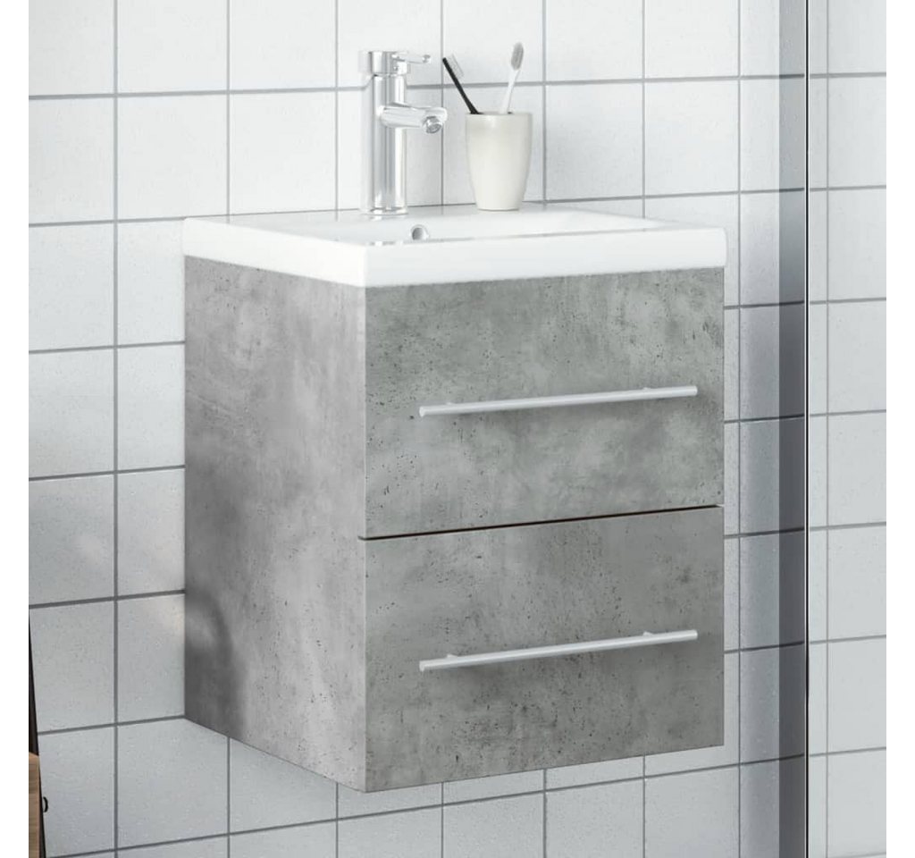 vidaXL Badezimmerspiegelschrank Waschbeckenunterschrank mit Einbaubecken Betongrau von vidaXL