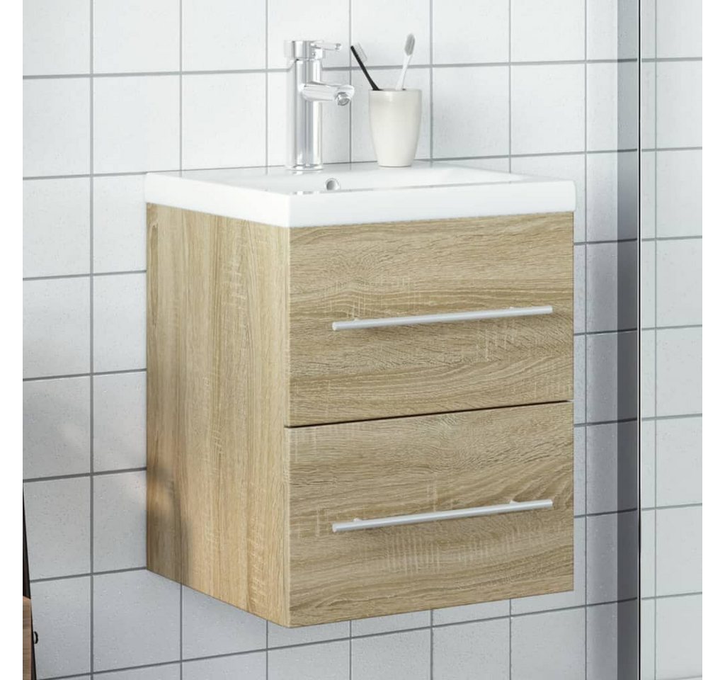 vidaXL Badezimmerspiegelschrank Waschbeckenunterschrank mit Einbaubecken Sonoma-Eiche von vidaXL