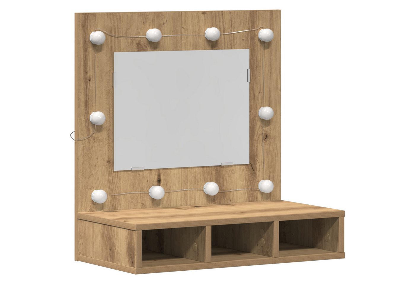 vidaXL Badezimmerspiegelschrank Waschtisch mit Spiegel Eiche MDF, Glas 60 x 31.5 x 62 cm (1-St) von vidaXL