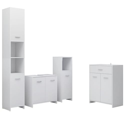vidaXL Badmöbel Set 4-TLG. Badschrank Waschbeckenunterschrank Unterschrank Midischrank Hochschrank Badezimmerschrank Badezimmermöbel Weiß vidaXL Badmöbel Set 4-TLG. Badschrank Waschbeckenunterschrank Unterschrank Midischrank Hochschrank Badezimmerschrank Badezimmermöbel Weiß von vidaXL