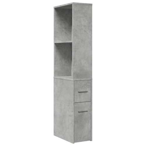 vidaXL Badschrank, Badezimmerschrank Schmal mit Rollen, Nischenschrank Rollschrank für Badezimmer, Badmöbel Hochschrank Nischenregal, Betongrau Holzwerkstoff vidaXL Badschrank, Badezimmerschrank Schmal mit Rollen, Nischenschrank Rollschrank für Badezimmer, Badmöbel Hochschrank Nischenregal, Betongrau Holzwerkstoff von vidaXL