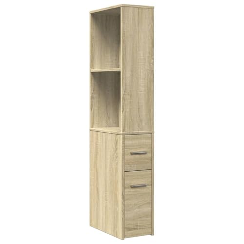 vidaXL Badschrank, Badezimmerschrank Schmal mit Rollen, Nischenschrank Rollschrank für Badezimmer, Badmöbel Hochschrank Nischenregal, Sonoma-Eiche Holzwerkstoff von vidaXL