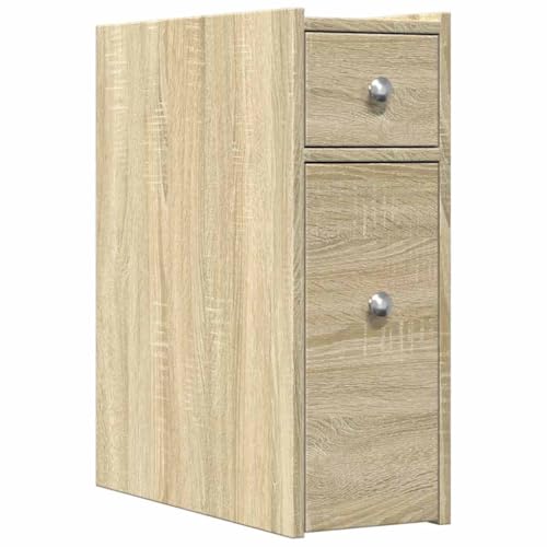 vidaXL Badschrank, Badezimmerschrank Schmal mit Rollen, Nischenschrank Rollschrank für Badezimmer, Badmöbel Nischenregal, Sonoma-Eiche Holzwerkstoff von vidaXL