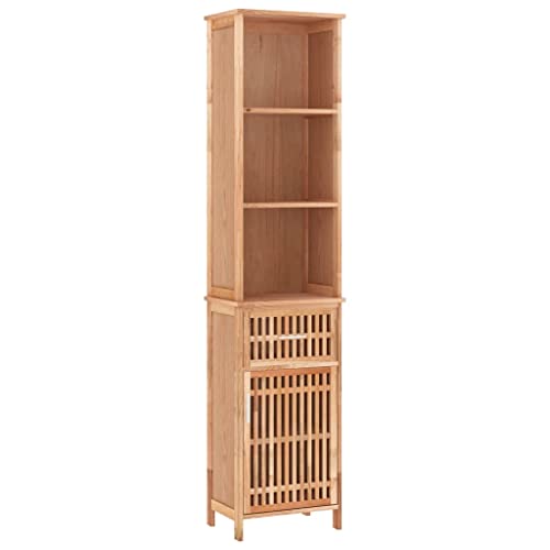 vidaXL Badschrank, Badezimmerschrank mit 5 Fächern 1 Schublade, Toilettenschrank Schrank mit Tür, Hochschrank Badmöbel, Massivholz Nussbaum von vidaXL