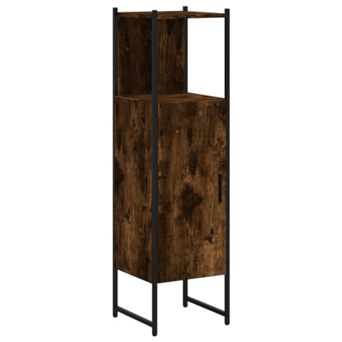 vidaXL Badschrank, Badezimmerschrank mit Stauraum, Midischrank Schrank für Badezimmer, Badmöbel, 33x33x120,5cm Räuchereiche Holzwerkstoff von vidaXL